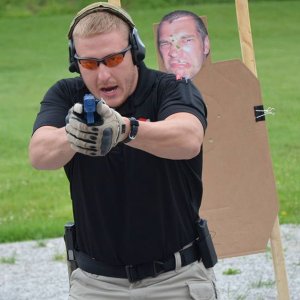 Chief Instructor Matt Tenbarge demonstrating handgun skills