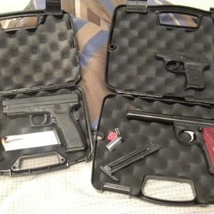 Springfield XD45, MkIII 22/45RP & Ruger LCP